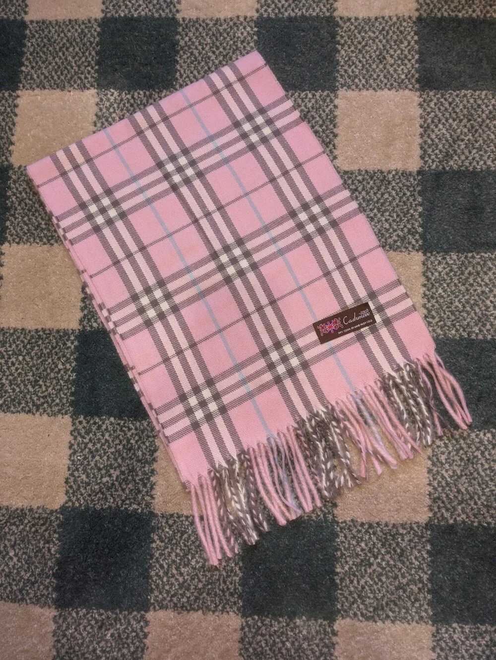Touch Cashmere Pastel Pink And Baby Blue Flannel Scarf
